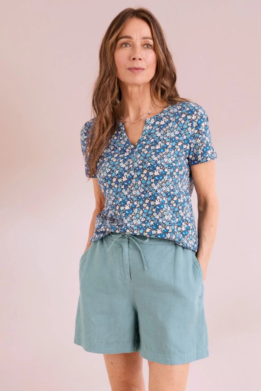 Seasalt Cornwall Women's Cut Collage Slate Waterflow Short Sleeve Top