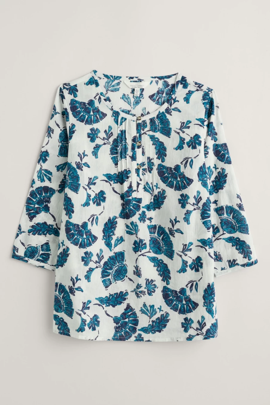 Seasalt Cornwall Women's Meadow Comfrey Floral Top in Inky Brocade Chalk
