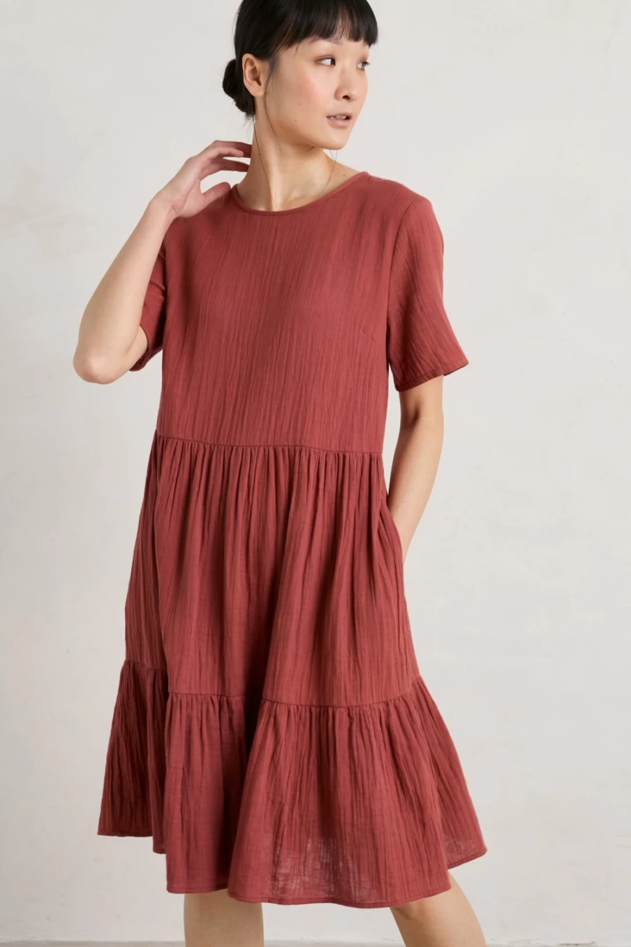 Seasalt Cornwall Women's Red Kelp Double Cloth Dress - Stylish Pebble Comb Design