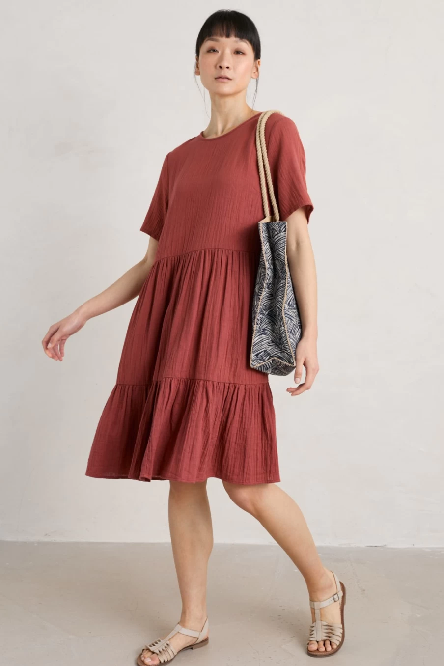 Seasalt Cornwall Women's Red Kelp Double Cloth Dress - Stylish Pebble Comb Design