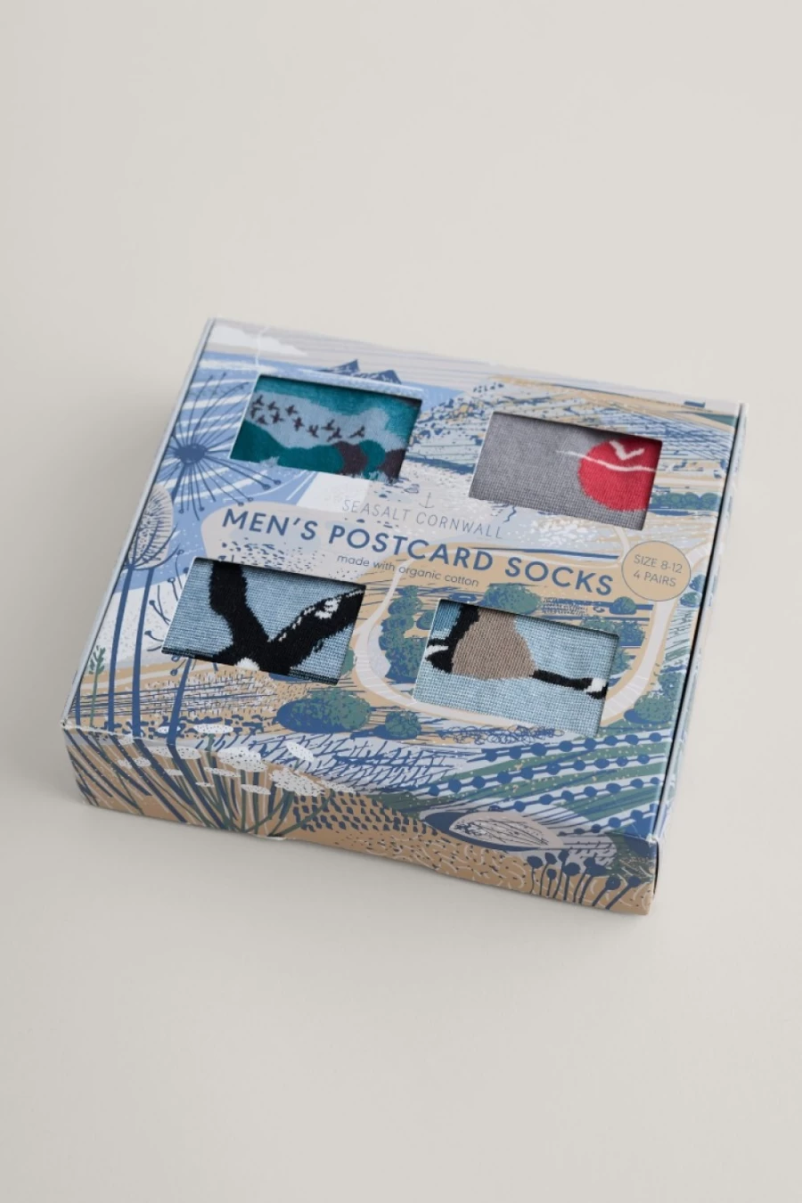 Seasalt Cornwall Men's Windyridge Mix Postcard Socks - Box of 4