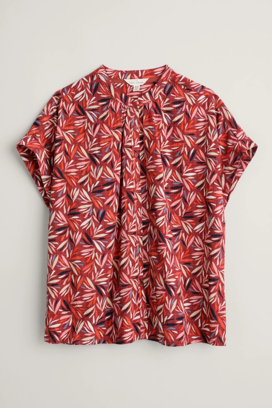 "Seasalt Cornwall Women's Cut Out Leaves Red Kelp Photomontage Short Sleeve Shirt"