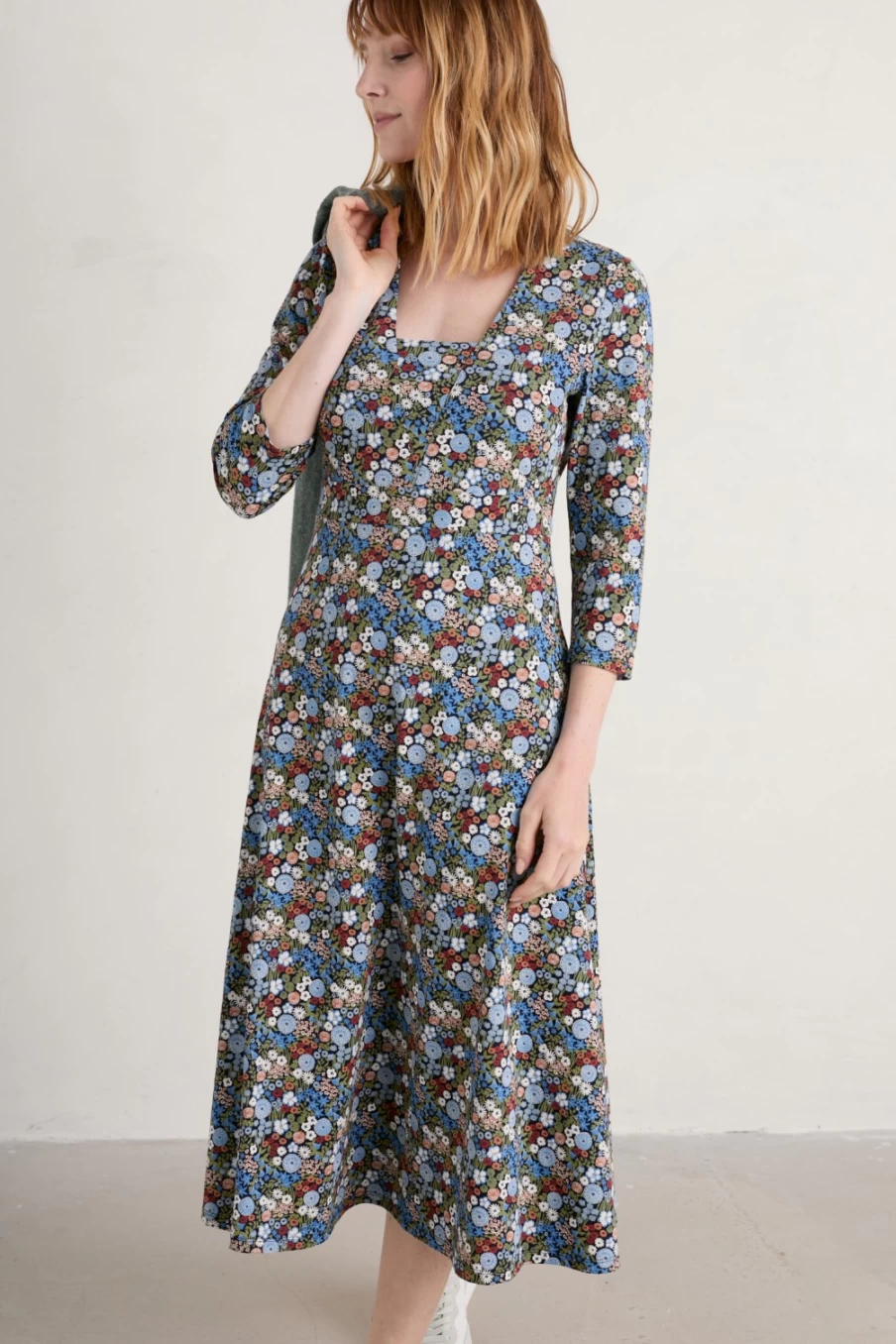 Seasalt Cornwall Women's Waterfront Jersey Dress in Companion Border Maritime - Comfortable & Stylish Coastal Wear