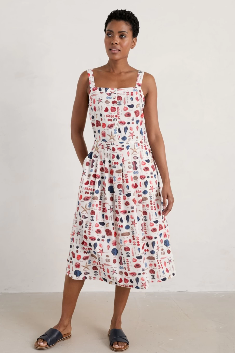 "Seasalt Cornwall Women's Valley Roam Summer Dress in Shell Collecting Chalk – Lightweight & Comfortable"