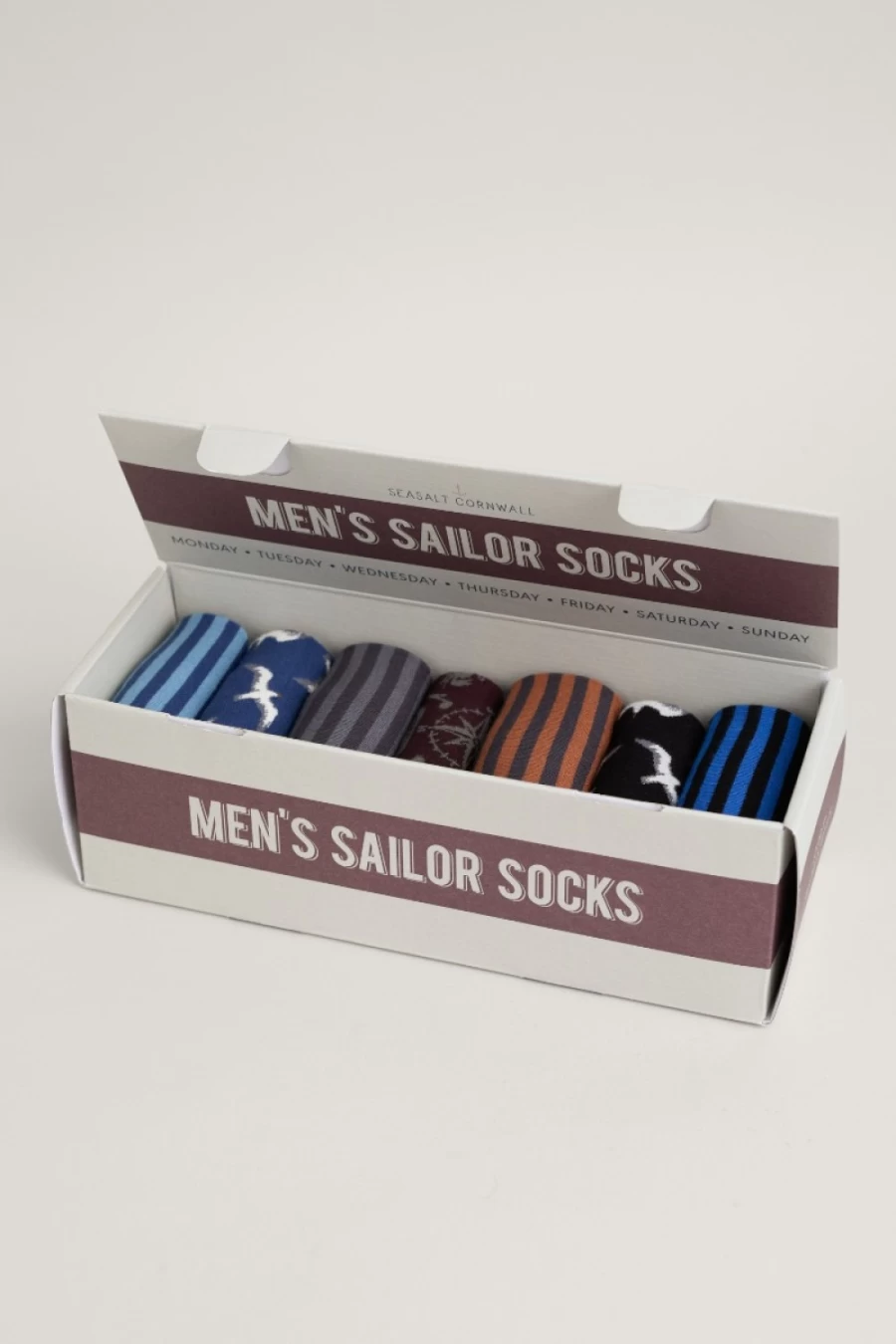 "Seasalt Cornwall Men's Sailor Socks Gift Box - Set of 7 Nautical Style Socks"
