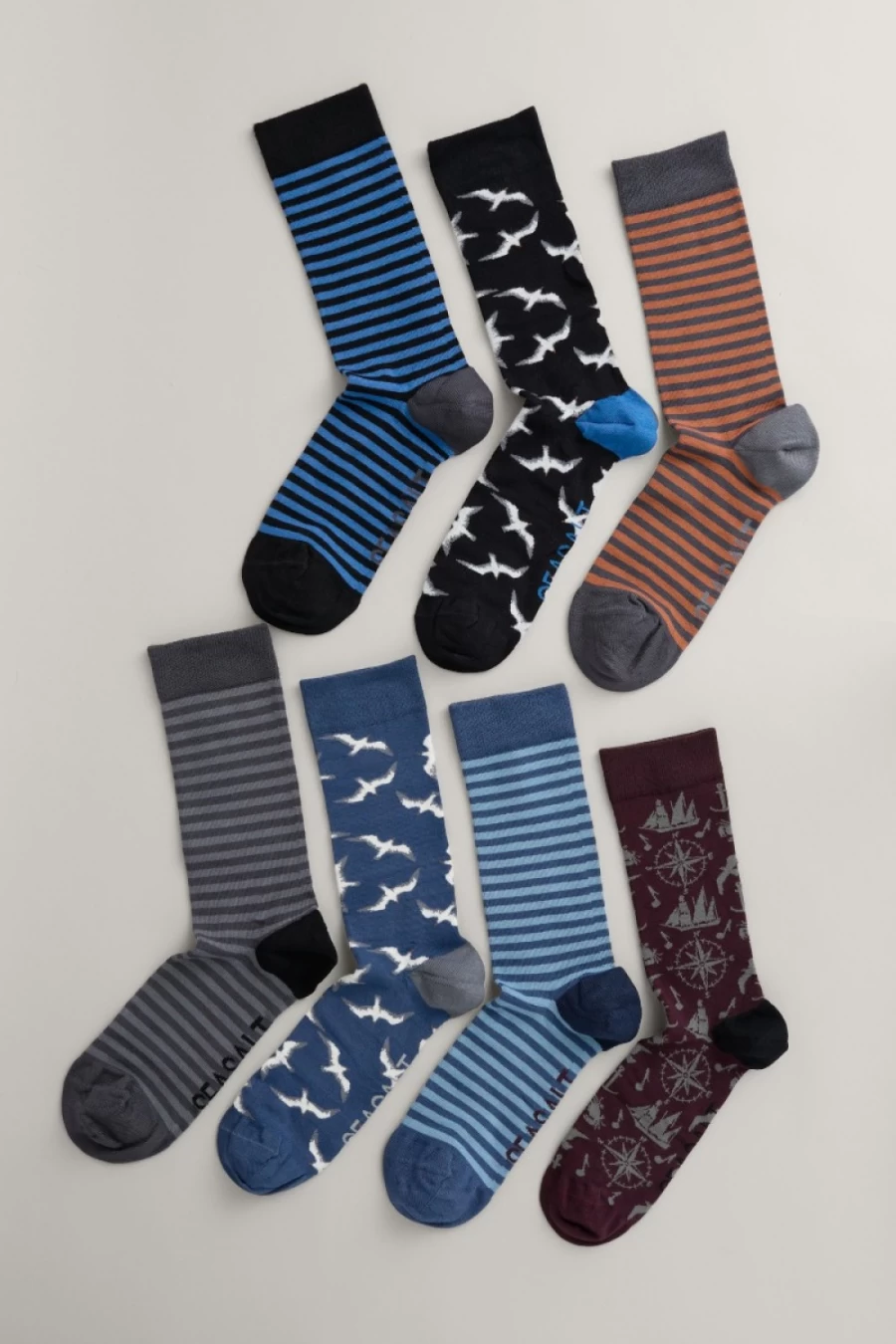 "Seasalt Cornwall Men's Sailor Socks Gift Box - Set of 7 Nautical Style Socks"