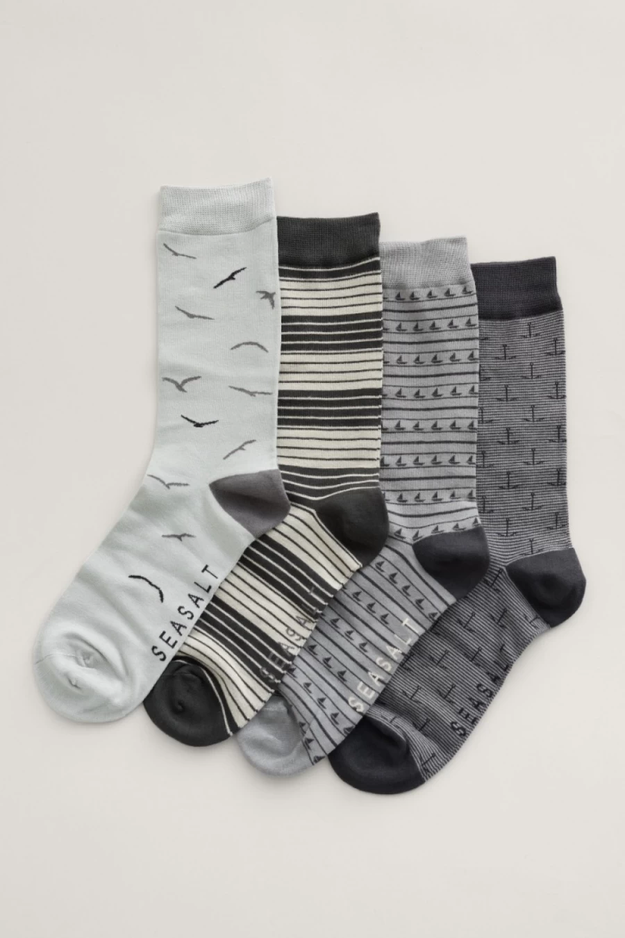 Men's Stormy Seas Socks Gift Box (4 Pairs) - Seasalt Cornwall Wind Wash Mix