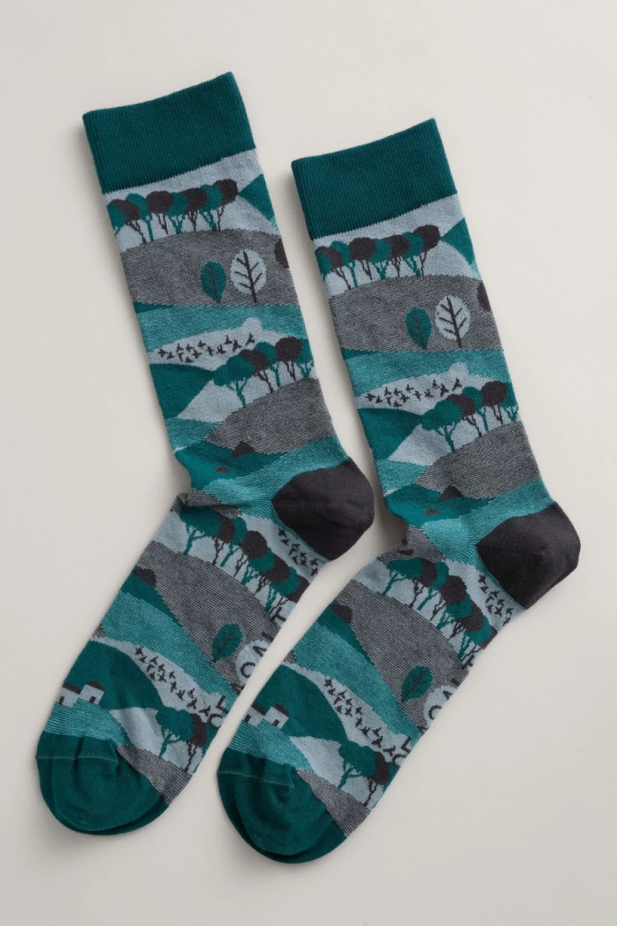 "Seasalt Cornwall Men's Boyton Dark Lake Postcard Socks"
