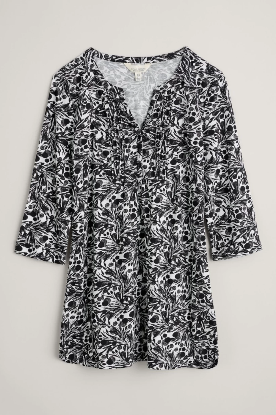 Seasalt Cornwall Women's Tolcarne V-Neck Tunic in Coast Thistle Onyx Color