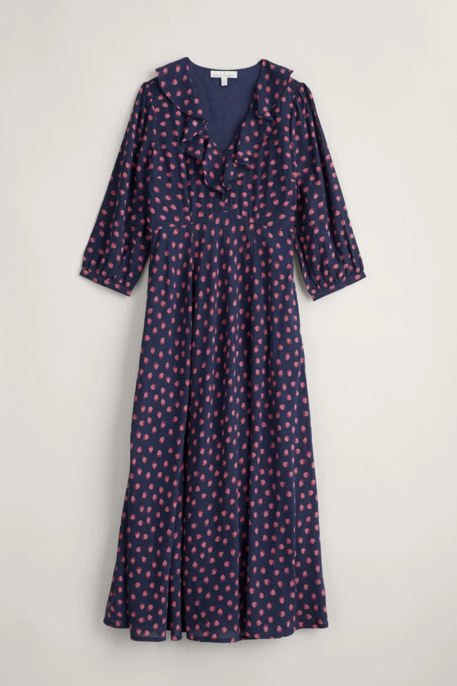 Seasalt Cornwall Women's Mini Raspberries Maritime Floral V-Neck Furled Dress