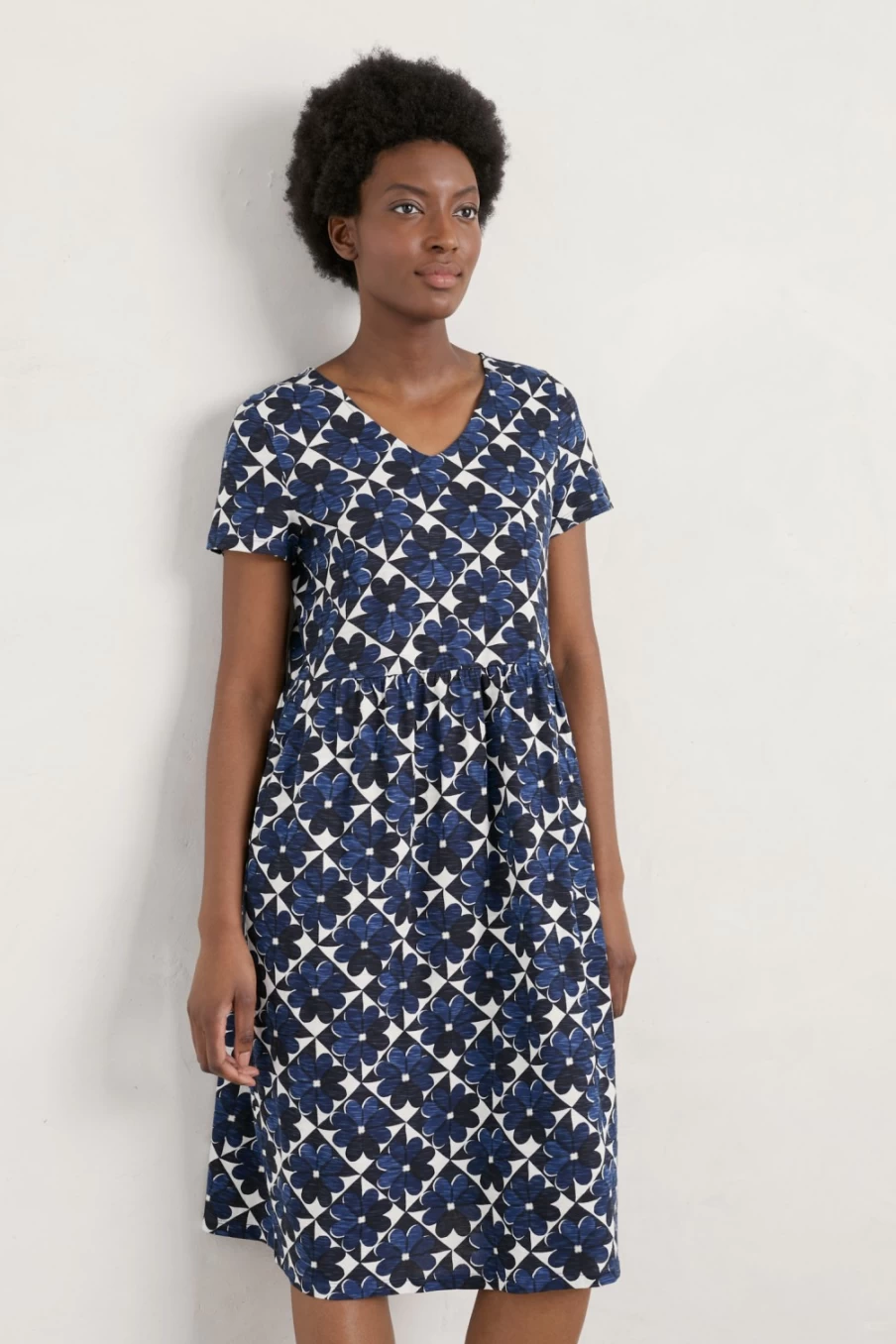 Seasalt Cornwall Women's V-Neck Brush Drawing Jersey Dress