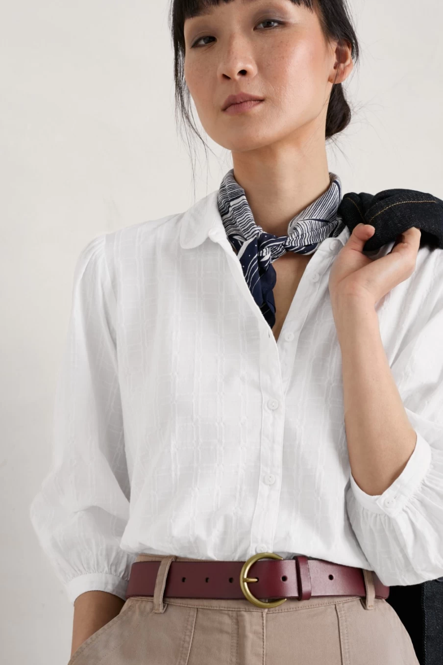 Seasalt Cornwall Women's Organic Cotton Check Blouse in Salt Color | Hope Cottage Style
