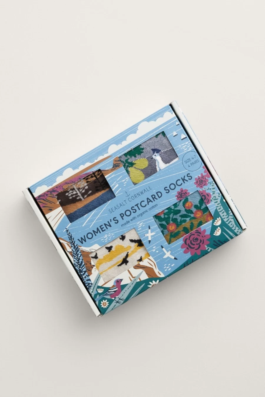 "Seasalt Cornwall Women's Novelty Postcard Socks - Pack of 4"