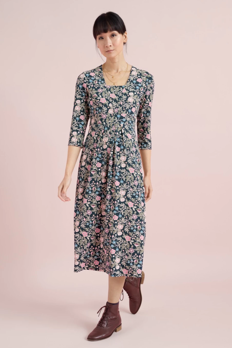 Seasalt Cornwall Women's Folkloric Floral Maritime Seed Packet Midi Dress