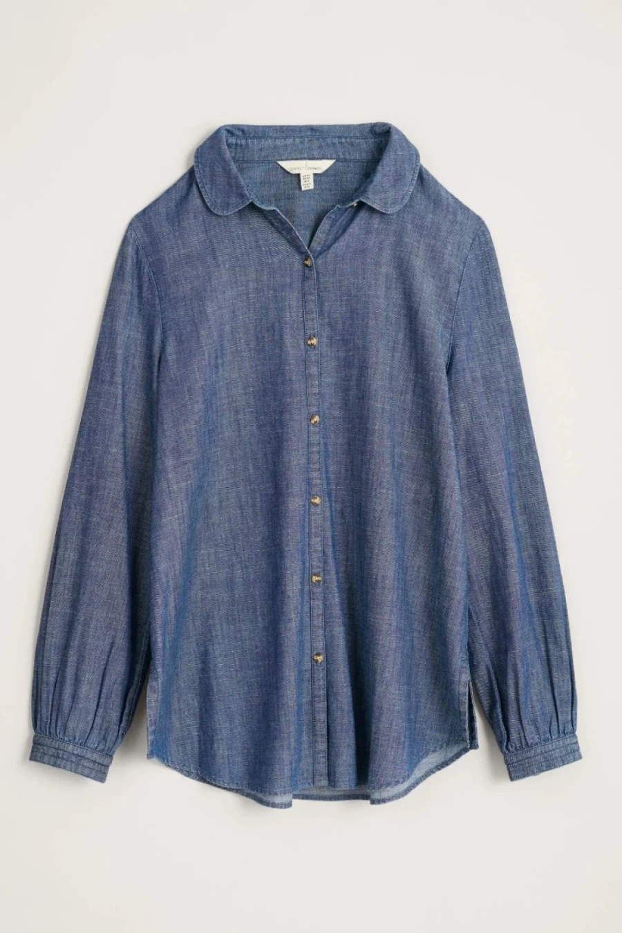 Seasalt Cornwall Women's Mid Wash Indigo Chambray Shirt - Cutting Garden Style