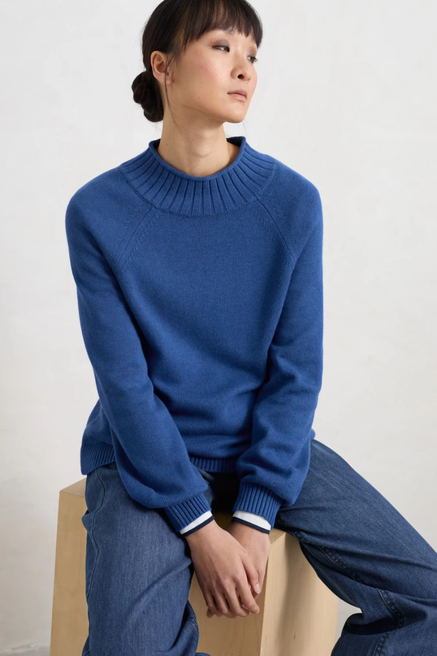 Seasalt Cornwall Women's Tremaine Organic Cotton Jumper in Sea Skipper - Sustainable Knitwear
