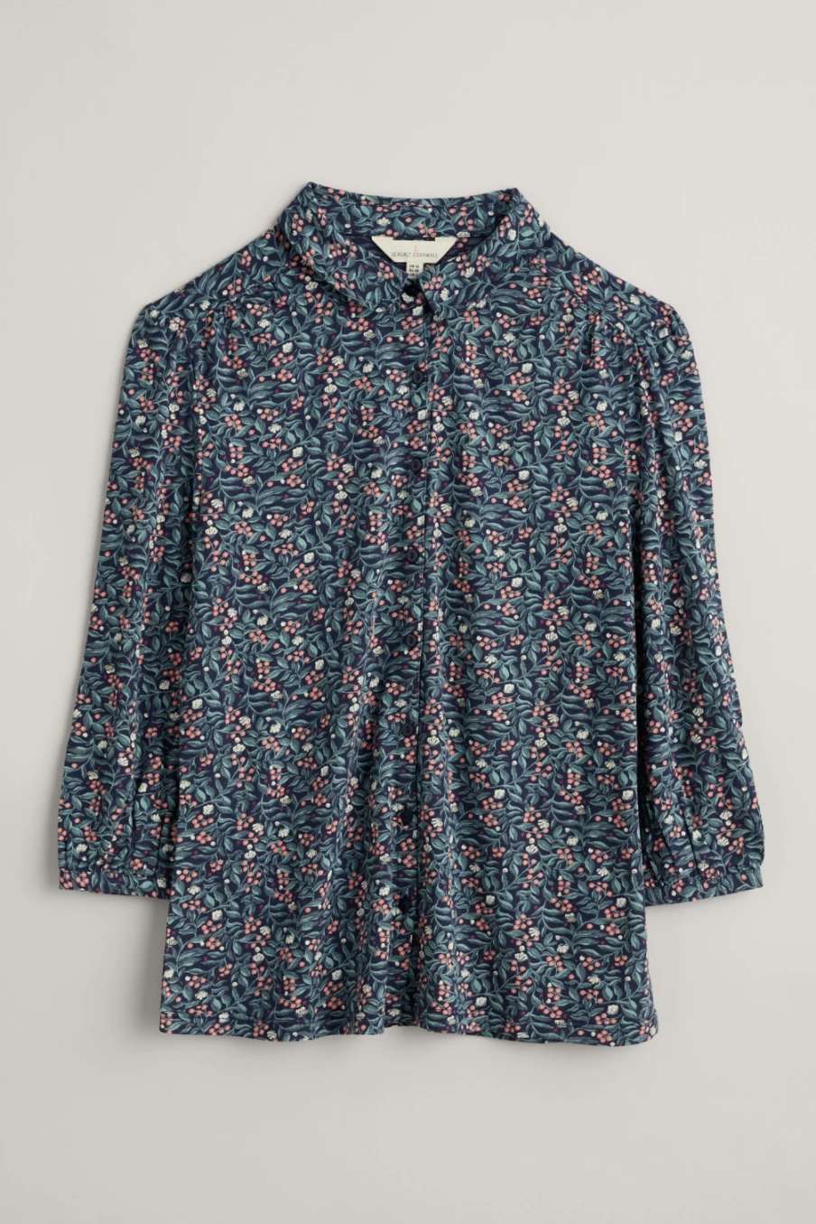 "Seasalt Cornwall Women's Ceramic Floral Maritime Embrace 3/4 Sleeve Jersey Shirt"