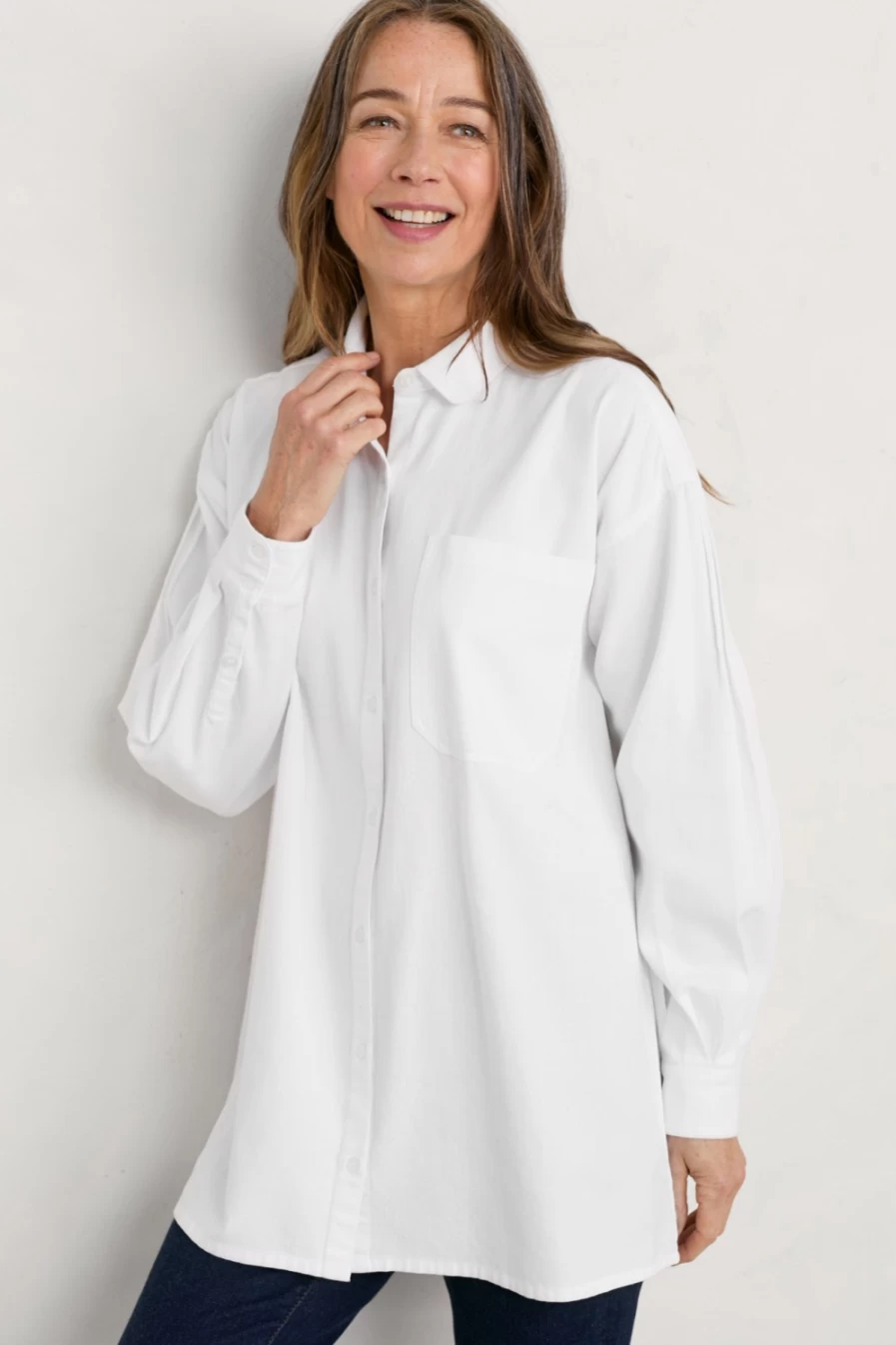 Seasalt Cornwall Women's Lavant Mor Organic Cotton Shirt in Salt